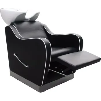 Kadeřnické křeslo Kadeřnický mycí box NOBLE - bílé umyvadlo, matná černá