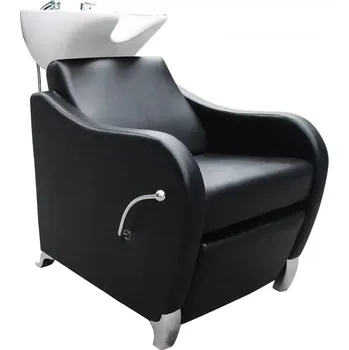 Kadeřnické křeslo Kadeřnický mycí box GLAMI - bílé umyvadlo, matná černá