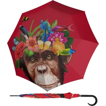 Deštník Doppler Modern Art Long AC Flower Monkey - holový vystřelovací deštník