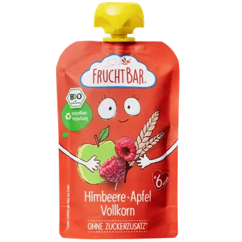 Kojenecká výživa Fruchtbar Pyré maliny jablko celozrnné obilniny 100g bio
