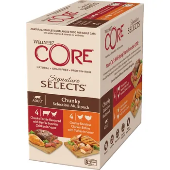 Krmivo pro kočku Wellness CORE Signature Selects Chunky Selection Multipack 8x79g