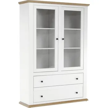 Komoda Vitrína MZ5, bílá/dub grand, LEON