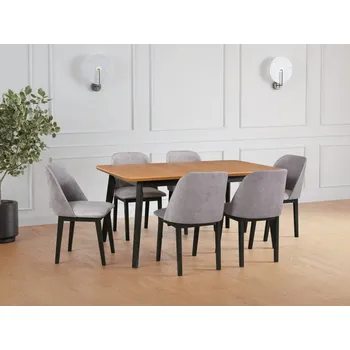 Jídelní set Jídelní sestava DX 36, odstín dřeva (židle + nohy stolu) buk, odstín lamina (deska stolu) bílá, potahový materiál látka