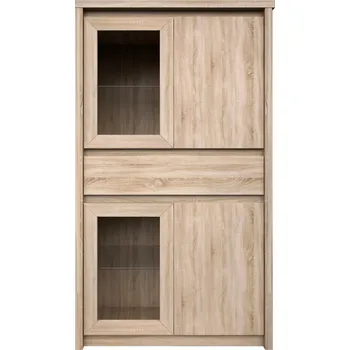 Knihovna Vitrína s šuplíkem 2W2D1S, dub sonoma, NORTY TYP 7