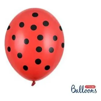 Balóny 30cm, 6v1, Puntíkaté - červeno/černé