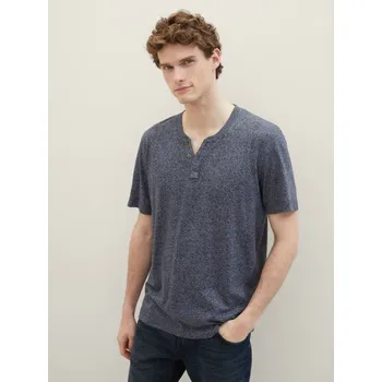 Pánské tričko TOM TAILOR PÁNSKÉ HENLEY TRIKO S KRÁTKÝM RUKÁVEM -TM. MODRÝ MELÍR