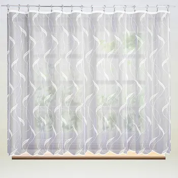Záclona Žakárová záclona LINE 607328, popínavé listy, bílá, výška 200cm (v metráži)