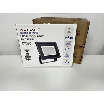 V-TAC Černý LED reflektor 200W, 3+2ks zdarma Neutrální bílá 4000 - 4500K