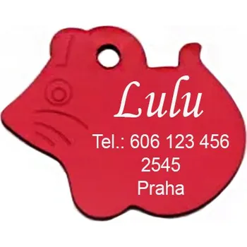 psí známka Kočičí kovová známka Myš červená