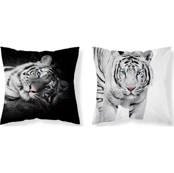 Dekorativní polštářek Povlak na polštář 3D Bílý tygr 40x40 cm (Polštářek se lvem)