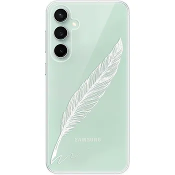 Pouzdro na mobilní telefon Odolné silikonové pouzdro iSaprio - Writing By Feather - white - Samsung Galaxy S23 FE