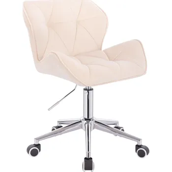 LuxuryForm DESIGN Kosmetická židle MILANO VELUR na stříbrné podstavě s kolečky - krémová