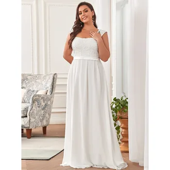 Dámské šaty Ever Pretty Svatební bílé šaty s krajkou 7704 Velikost: 8XL / 56 / 24 / 28