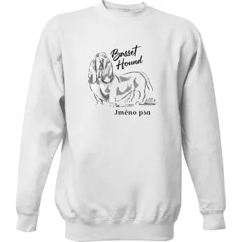 Pánská mikina Mikina bez kapuce Unisex s potiskem Basset Hound pánské