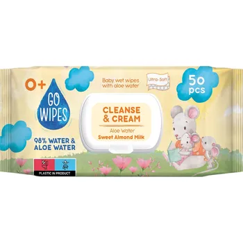 Dětský vlhčený ubrousek GoWipes Dětské vlhčené ubrousky s Aloe vodou a mandlovým mlékem 50 ks