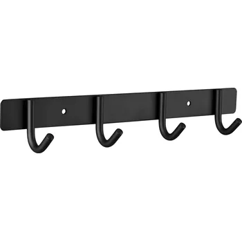 Věšák Walteco Nerezová věšáková lišta, 4 háčky, černá