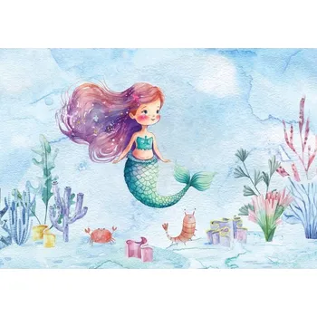 Fototapeta Postershop Fototapety vliesové: For kids mermaid watercolour - 254x184 cm