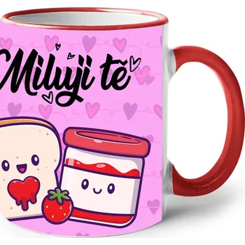 Keramický hrnek Naše láska, Barva Červená, Velikost 330 ml, Canvas Keramický hrnek s barevným uchem Bezvatriko.cz 2512