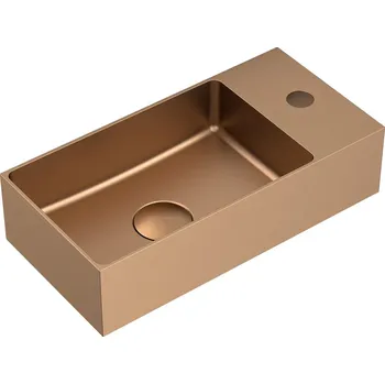 Umyvadlo AURUM nerezové umývátko, 36,5x18cm, včetně výpusti, levé/pravé, měď mat