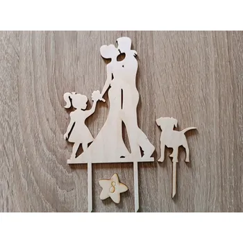 Svatební dekorace Dřevěný zápich do dortu - pejsek