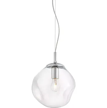 Kaspa 10411109 AVIA S - Závěsné svítidlo s nepravidelným průhledným stínidlem, chrom lesk, 1 x E27, Ø 25cm (Závěsné svítidlo 1 x E27, se skleněným stínidlem)