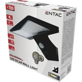 Venkovní osvětlení Solární nástěnné svítidlo Entac (9570406) LED 4W solar 700lm 6400K s čidlem (poslední kusy)