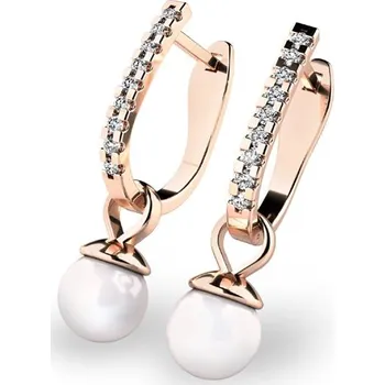 Náušnice Dámské náušnice zirkony a perlami 10862-CV-ZIR-FW