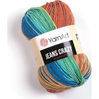 Příze Yarn Art Jeans Crazy 8209 zelená, měděná, modrá