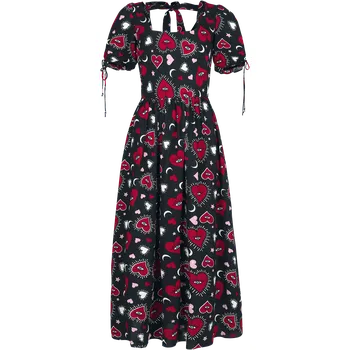Dámské šaty Dlouhé šaty z Hell Bunny - Šaty Kate Heart - Ženy - cerná/cervená
