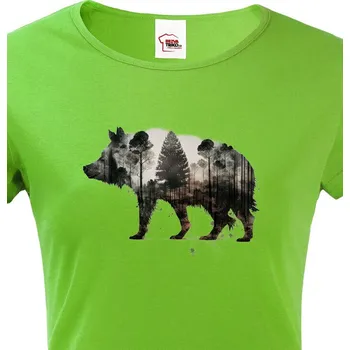 Dámské tričko Dámské tričko Divočák, Barva Zelená, Velikost 2XL, Canvas Dámské tričko s krátkým rukávem Bezvatriko.cz 2507