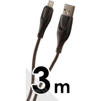 Datový kabel XO NB238 USB - Lightning kabel, 2A, 3m, černý