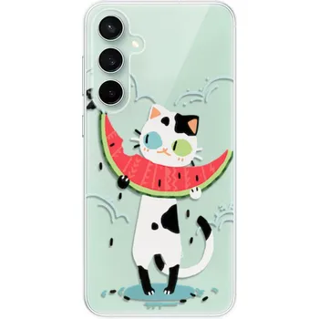Pouzdro na mobilní telefon Odolné silikonové pouzdro iSaprio - Cat with melon - Samsung Galaxy S23 FE