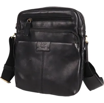 Luxusní kožená hladká střední/velká crossbody taška Marta Ponti no. 007 černá