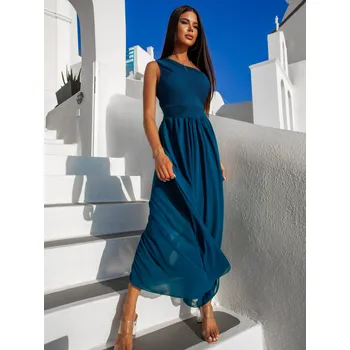 Dámské šaty Petrolejové elegantní dlouhé šaty FLOAT