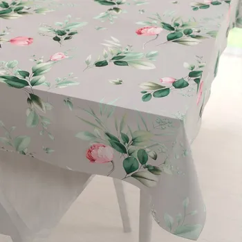 ubrus Bavlněný obdélníkový ubrus Sandra SA-452 Růžové květy na šedém 50x100 cm