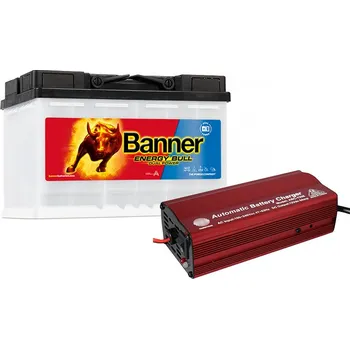 Autobaterie Set trakční baterie Banner Energy Bull 95601 (75Ah) + nabíječka FST ABC-1206 (6A), 12V