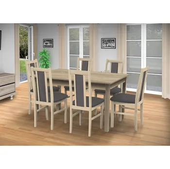 Jídelní set Nabytekmorava Jídelní set Brooklyn pro 6 osob, stůl 140x115 cm barva lamina: dub sonoma, Čalounění: Scala šedá 92