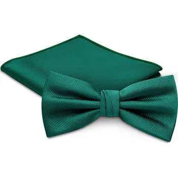 Motýlek Sada smaragdově zeleného předvázaného motýlka a kapesníčku do saka - Trendhim