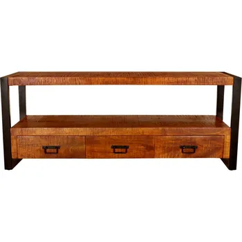 Komoda AV interiery Industriální TV stolek RETRO TV6 150x45x60 z tvrdé dřeviny mango WDMANGO: Retro