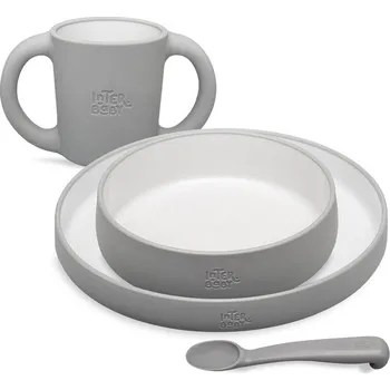 Interbaby Jídelní set silikonový šedý