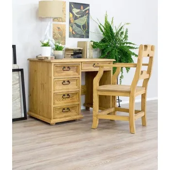 Jídelní stůl ARTEN (NANO Systems s.r.o.) Rustikální psací stůl POPRAD BIK02A - borovice (světlý/tmavý vosk)