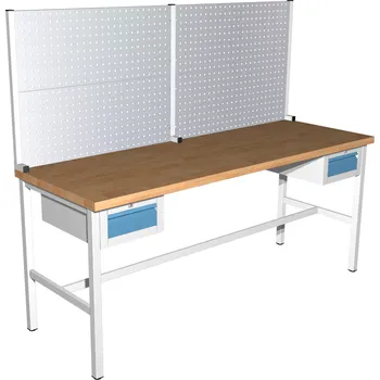 Dílenský stůl Pracovní stůl 200x69 cm s perfopanelem a zásuvkami