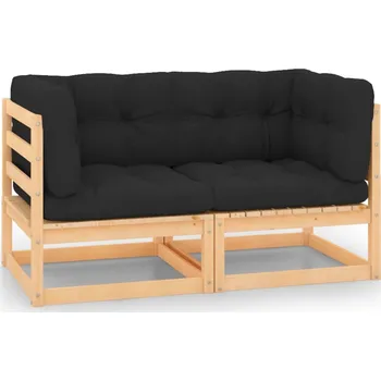 Zahradní pohovka vidaXL Zahradní rohové pohovky s poduškami 2 ks masivní borovice