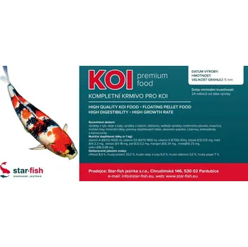 Krmivo pro rybičky KOI Premium Food 5 kg, výrobce: STAR-FISH