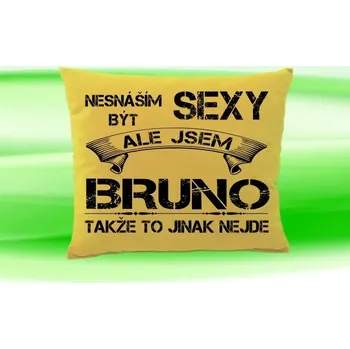 Dekorativní polštářek Polštář se jménem BRUNO (Polštářek nesnáším být sexy )