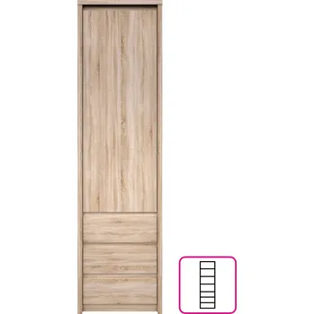 Šatní skříň Tempo Kondela Regál se šuplíkem 1D3S, dub sonoma, NORTY TYP 5