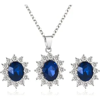 Náhrdelník Sada bižuterie s modrým kamenem