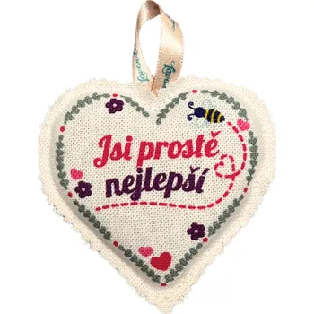 Vonný olej Lavandia Vonné levandulové srdíčko k zavěšení s BIO levandulí Vzor: Jsi prostě nejlepší Vůně levandule vždy po ruce