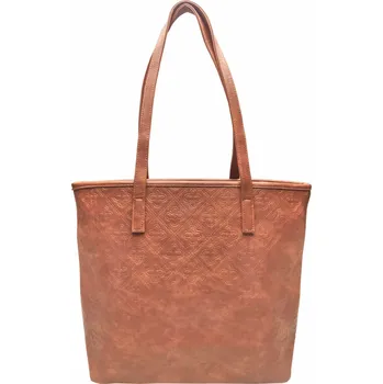 Kabelka Středně hnědá dámská kabelka přes rameno se vzory Mika