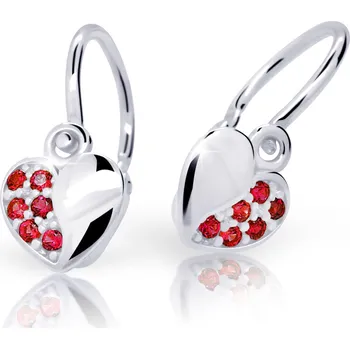 Náušnice ŠPERKY-NM, Zlaté dětské náušnice srdíčka s kamínky 1749 Barva kamene: červená - rubín, Barva zlata: žlutá